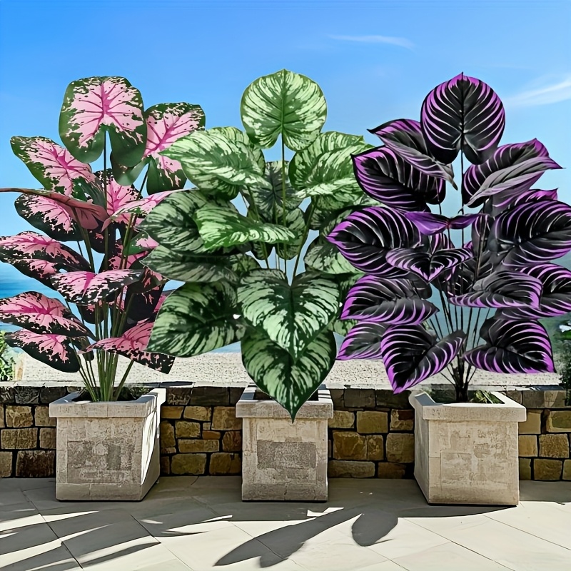 Fiddle Leaf Fig - Juego de plantas verdes artificiales grandes