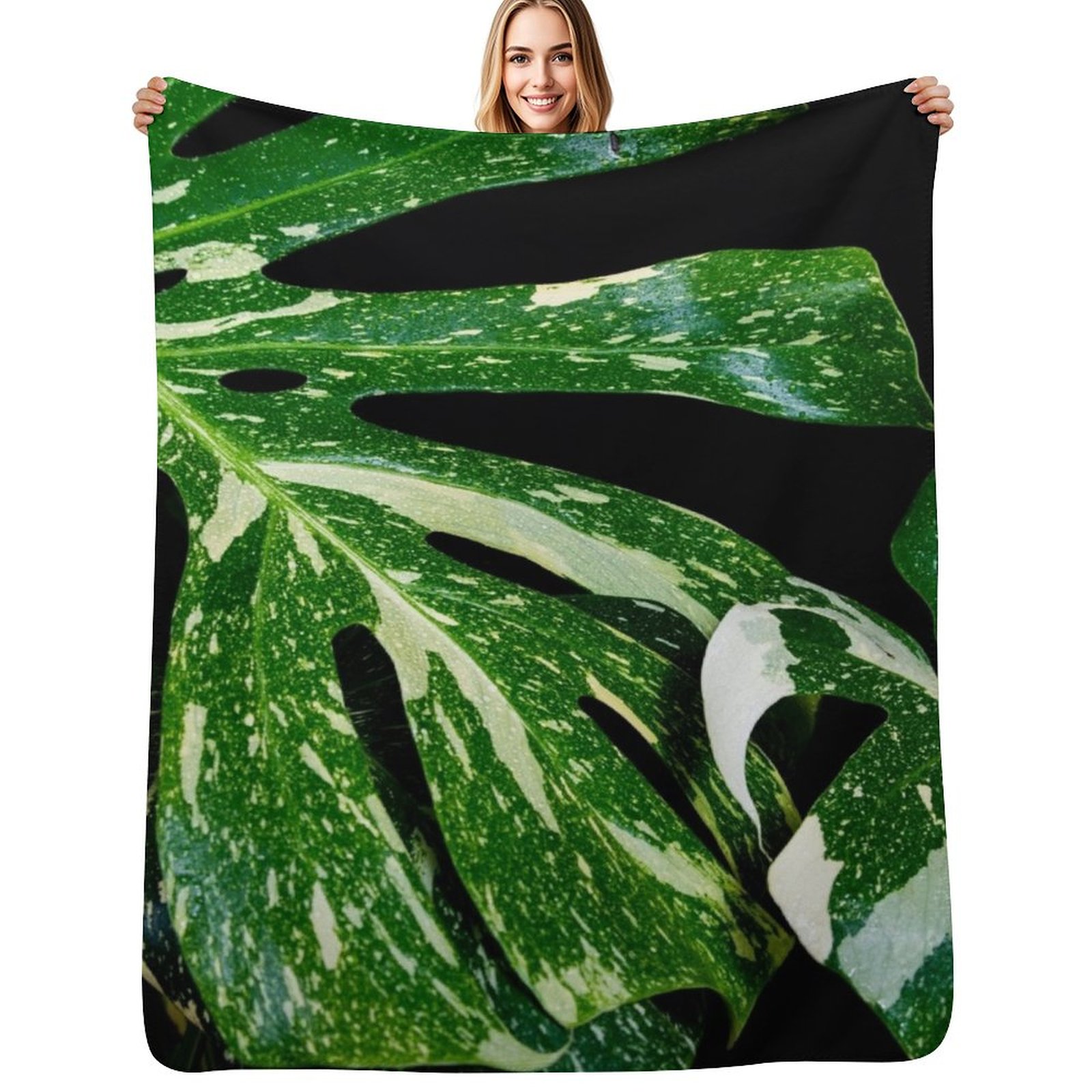 Monstera Thai Constellation - Manta decorativa con diseño de Monstera